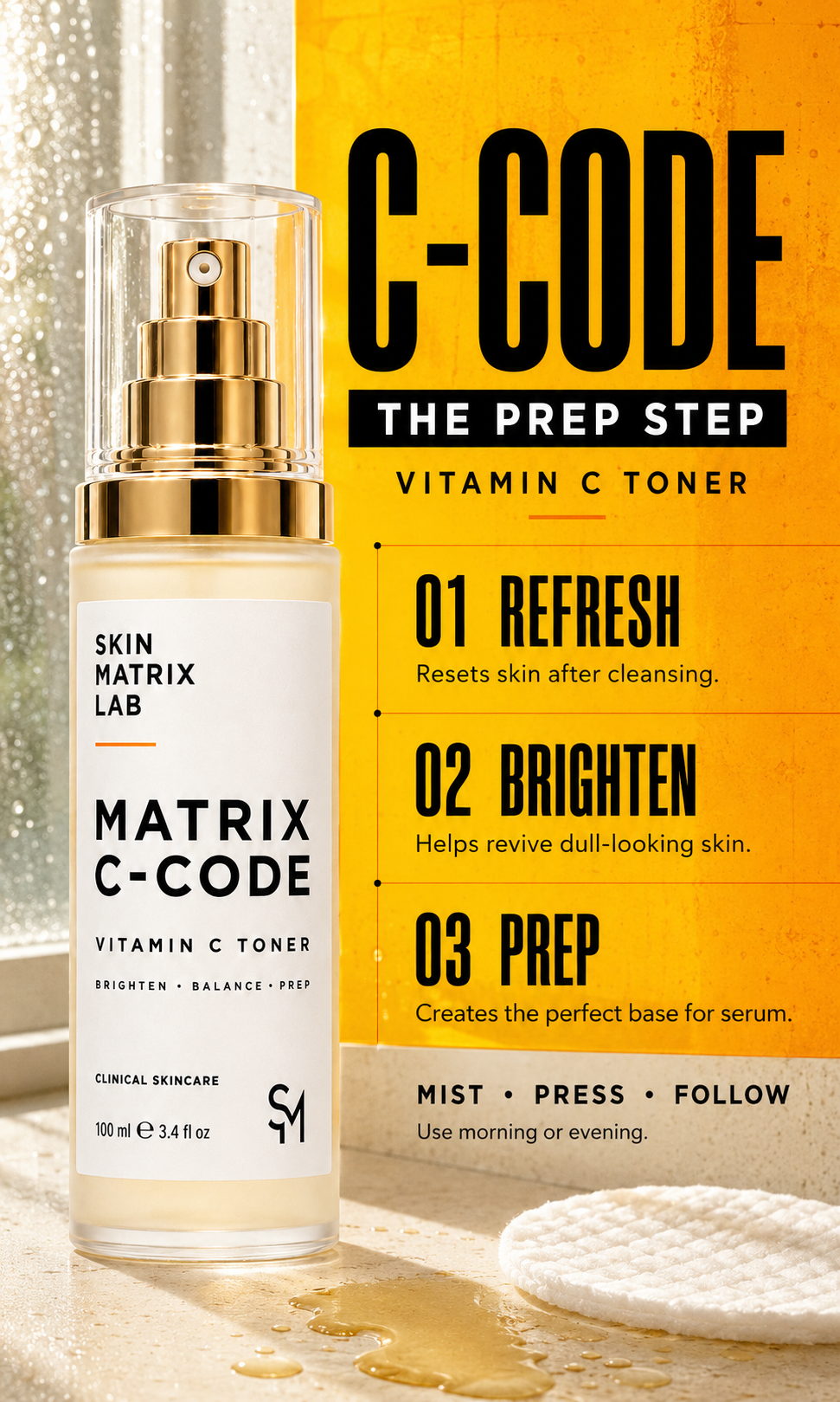 MATRIX C-CODE - Vitamin C Glow Matrix Toner - Brighten, Balance & Prep - 100ml